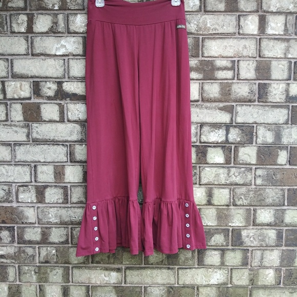 Matilda Jane Burgundy Ruffle Pants Size 